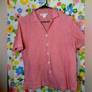 Red and white gingham button up